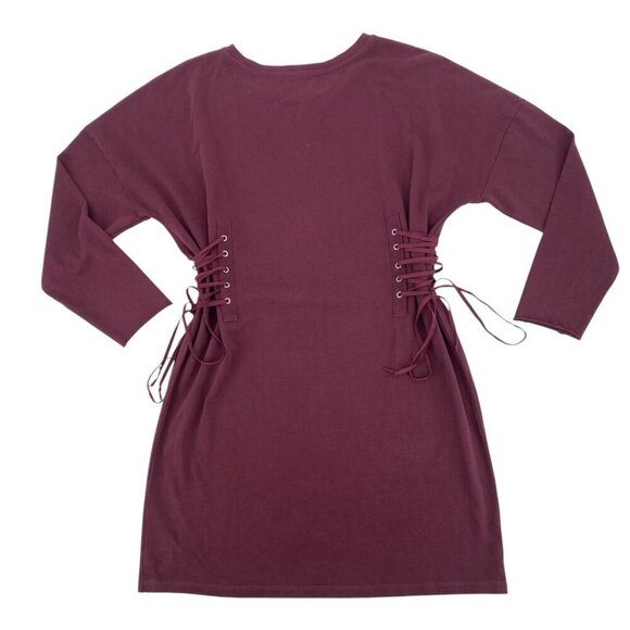 Silence + Noise Size Small Lace-Up Side Corset T-Shirt Dress Wine NWT - Picture 5 of 15